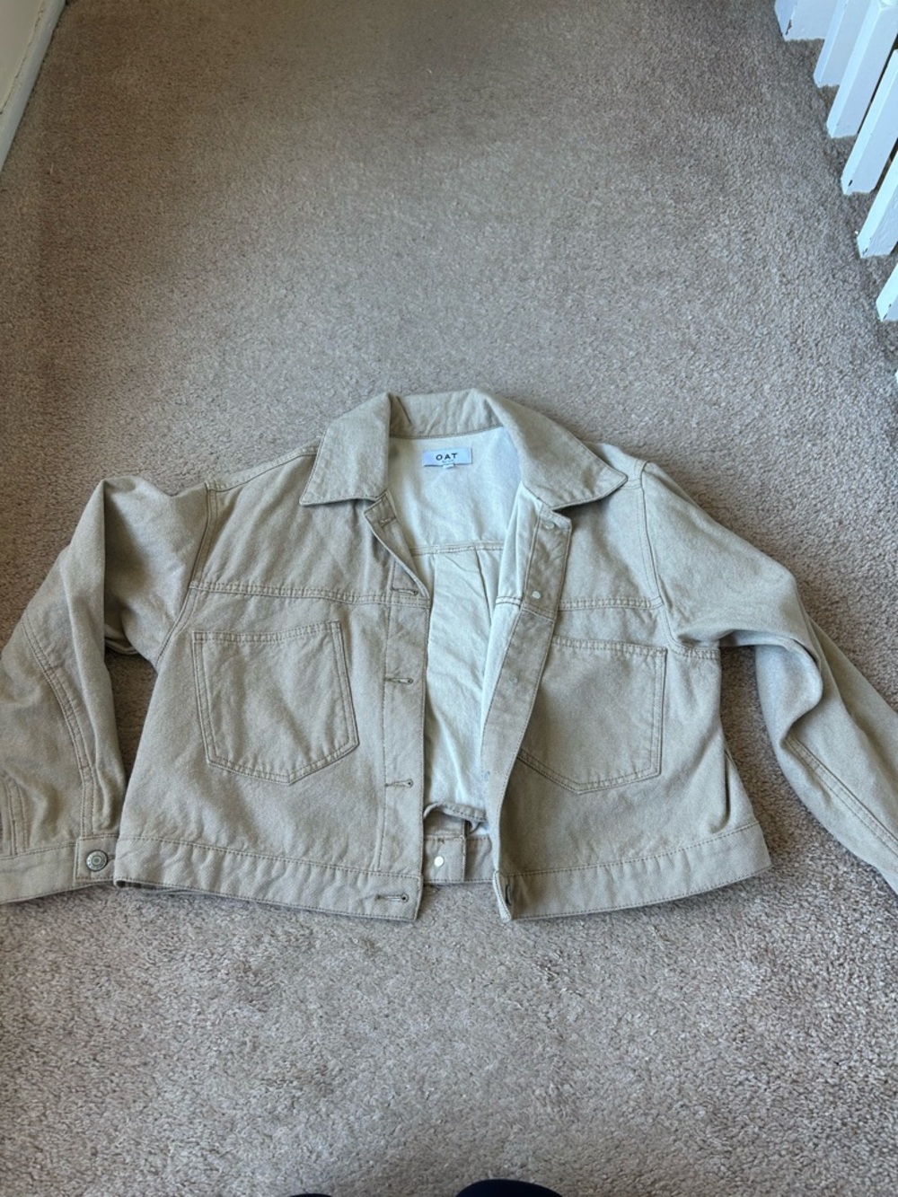 OAT Beige Cropped Utility Jacket
